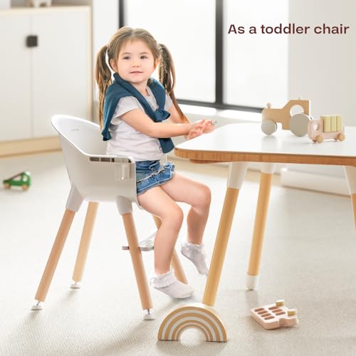 Fodoss 3-in-1 Wooden High Chair for Babies and Toddlers,Convertible Easy Clean Infant Highchair,Modern Design Silla para C...