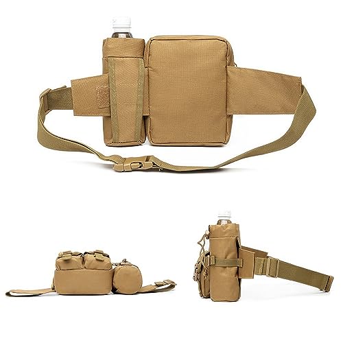 Piscorush Tactical Waist Pack with Water Bottle Holder Versatile and Waterproof Military Fanny Pack Utility Belt for Outdo...