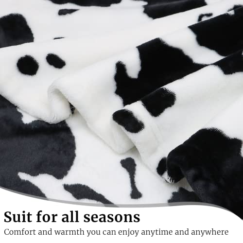 Cow Print Blanket Warm Plush Cute Black Cow Throw Blanket Soft Fleece Flannel Lightweight Throw Blankets Sofa Couch Bed Tr...