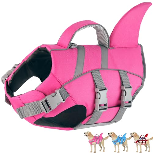 Dogcheer Shark Fin Dog Life Jacket, Adjustable Dog Harness Life Vest for Swimming Boating, Reflective Puppy Swim Vest Pet ...