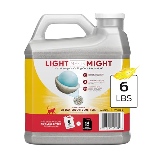 Purina Tidy Cats LightWeight 24/7 Performance Odor control, Multi-Cat, Clumping, 99.9 Percent Dust Free Cat Litter - 6 lb....