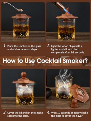23Pcs Whiskey Smoker Kit with Torch-12 Wood Chips, Ice Ball Mold, Cocktail Smoker Infuser Kit, Old Fashioned Drink Smoker ...