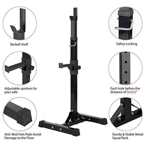 Yaheetech Pair of Adjustable Squat Rack Standard 44-70 Inch Barbell Rack, Solid Steel Squat Stands Bench Press Storage Home Gym Portable Dumbbell Stands
