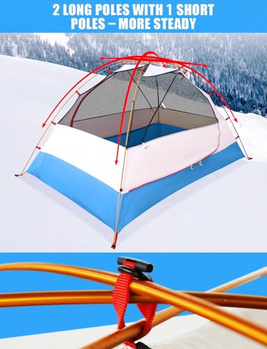 AYAMAYA 4 Season Backpacking Tent 2 Person Camping Tent Ultralight Waterproof All Weather Double Layer Two Doors Easy Setu...