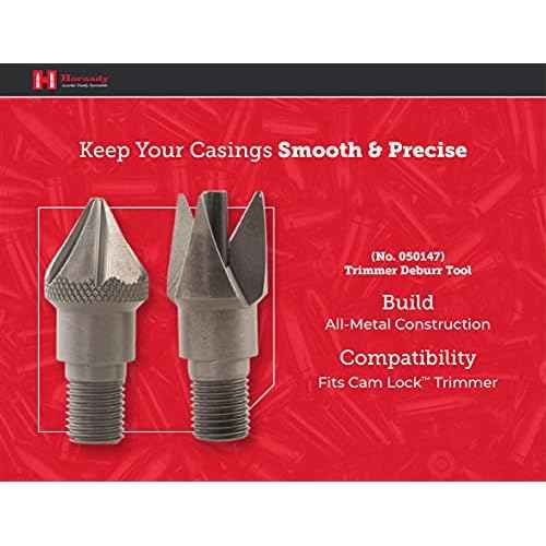 Hornady Cam Lock Trimmer Deburr Tool 050147 - Durable Chamfer and Deburring Heads Mount onto Cam Lock Case Trimmer -Case Prep Reloading Tools for Removing Burrs on Inside/Outside of Case Necks