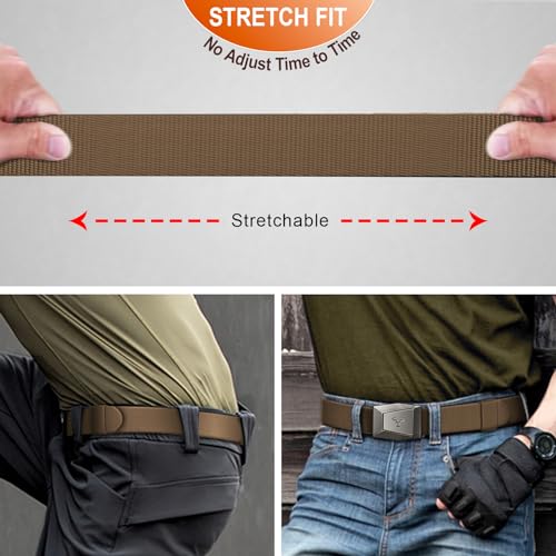 Men Stretch Belt,Nylon Rigger Web EDC Holster Belt for Gift Men Hiking Tactical Military Heavy Duty 1 3/8"