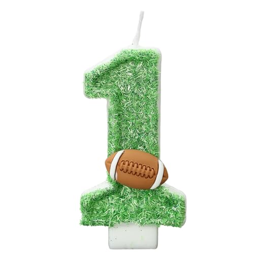 CasaPopz Football Birthday Number Candles for Cake Green Number 1 Candle 1st Football Cake Topper Cupcake Topper for Footb...