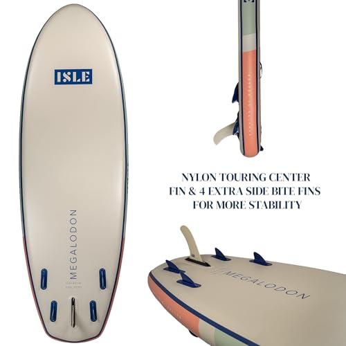 ISLE Megalodon Inflatable Stand Up Paddle Board & iSUP Bundle Accessory Pack - Up to 1,050 lbs Capacity — Durable, Lightwe...