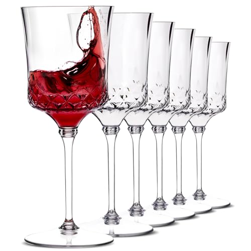 supernal 20pcs Plastic Wine Glasses - 10oz Clear Crystal Wine Cups with Stem- Clear Hard Plastic Durable Premium Quality 3...