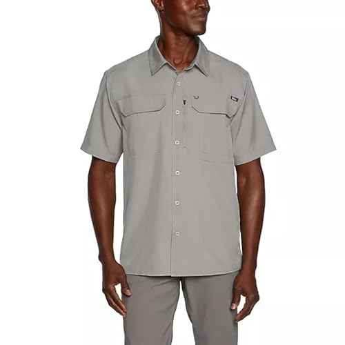 Eddie Bauer Men¡¯s UPF 50 Sun Protection Short Sleeve Relaxed Fit Woven Tech Shirt