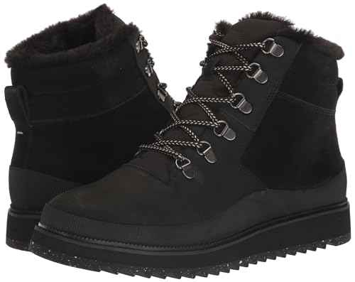 TOMS Women's Mojave Fashion Boot, Black Leather/Suede/Ridged, 6