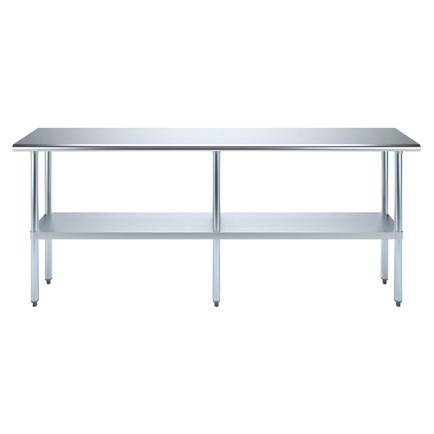 AmGood 14 in. x 84 in. Stainless Steel Work Table | Metal Kitchen Food Prep Table | NSF