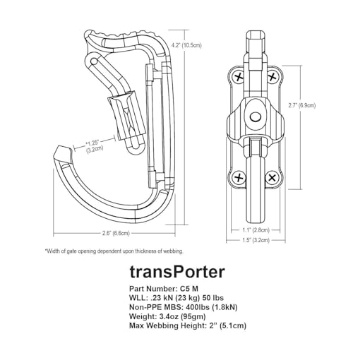 Rock Exotica Transporter Gear & Accessory Carabiner - Heavy Duty Tool Holder with Dual Push-Button Locking Gate for Climbi...