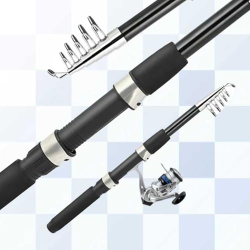Telescopic Fishing Rod and Reel Combo Set, 2PCS Collapsible Fishing Poles, Fishing Kit with Spinning Reel Fishing Pliers a...
