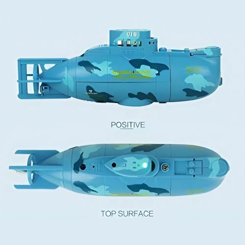 Ouhgnoh Mini RC Boat Toy Remote Control Tourist Submarine Underwater Electric Fish Tank Diving Child's Birthday Present(Blue)