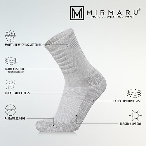 MIRMARU 3 Pairs Seamless Toe Hiking Outdoor Trail Running Trekking Moisture Wicking Cushion Crew Athletic Socks