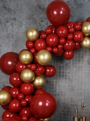 MEBAY Black Gold Red Balloons Garland Arch Kit, 141Pcs Latex Balloons Different Sizes 18 12 10 5 Inch for Party Decoration...