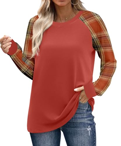 WIHOLL Long Sleeve Shirts for Women Color Block Raglan Tops Casual Crewneck Basic Tees Fall Clothes 2025 Fashion