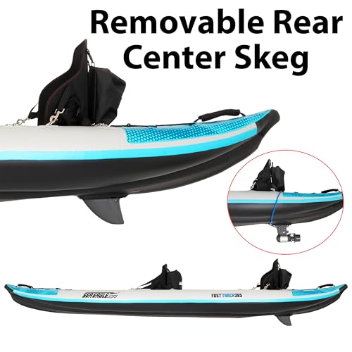 Sea Eagle 385FT Redesigned Fasttrack Inflatable Kayak 12'8" 2 Person Touring Kayak, Attached Rigid High-Pressure V-Bottom,...