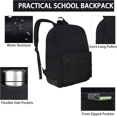 SUPACOOL Casual Laptop Backpack for Men and Women, Work backpack, Black Backpacks, College School Backpack for Boys and Gi...
