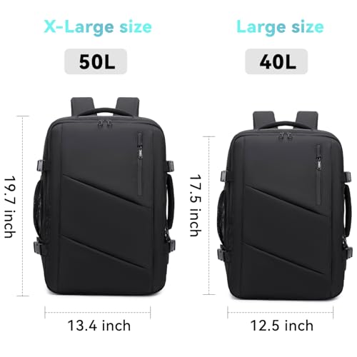 Carry on Travel Backpack for Men Women, Extra Large 50L Flight Approved Expandable Suitcase With USB/Type-C Charging Port,...
