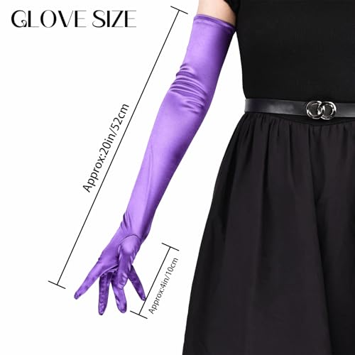 THARAHT Women Long Gloves with Satin Elbow Length for 1920s Opera Tea Party Costumes Bridal Evening Dress