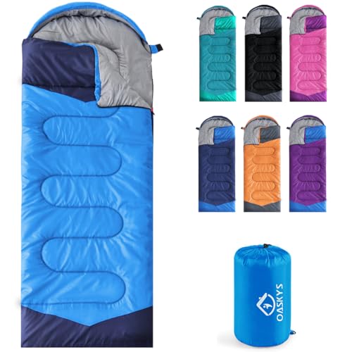 oaskys Camping Sleeping Bag - 3 Season Warm & Cool Weather - Summer Spring Fall Lightweight Waterproof for Adults Kids - C...