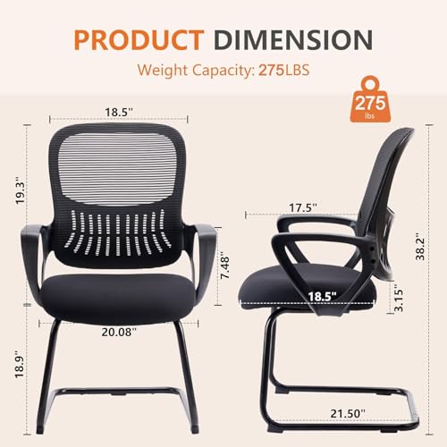 Sweetcrispy Reception Guest Chair Set of 1, Stationary Non Rolling Mesh Mid Back Computer Office Desk with Lumbar Support ...