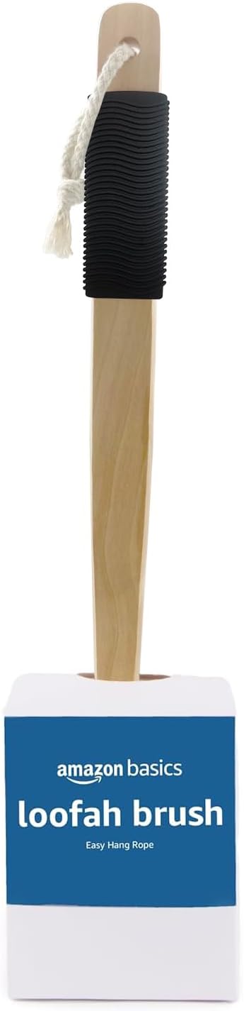 Amazon Basics Loofah Brush, Shower Brush with Handle