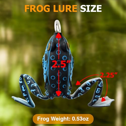Reaction Tackle Hollow Body Frogs with Swimming Legs for Bass Fishing - Ultra Realistic Weedless Top Water Frog Lure for B...