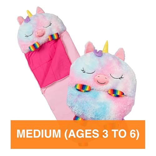 Happy Nappers: Pillow & Sleepy Sack: Medium - Rainbow Unicorn - 54 x 20, Plush Animal Character, 2-in-1 Pillow Sleeping Ba...
