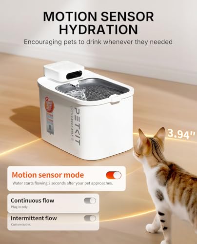 PETKIT Dishwasher Safe Cat Water Fountain, Cordless Automatic Cats Drinking Fountain with Motion Sensor, 101 oz/3L Pet Fou...