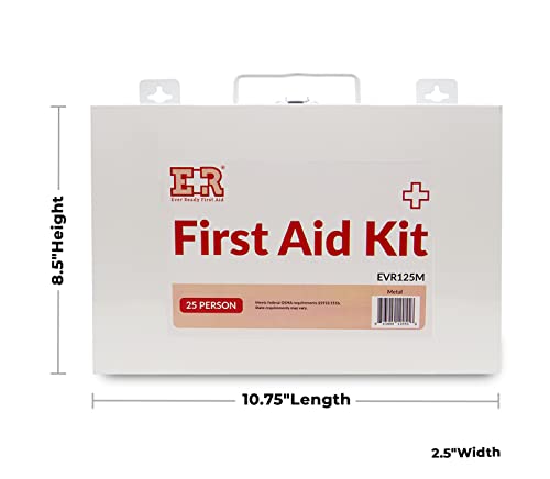 Ever Ready First Aid 107 Piece 25 Person First Aid Kit with Metal Case, OSHA Compliant
