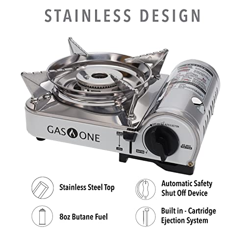 GasOne Emergency Gear Camping Mini Butane Portable Gas Stove with Carrying Case