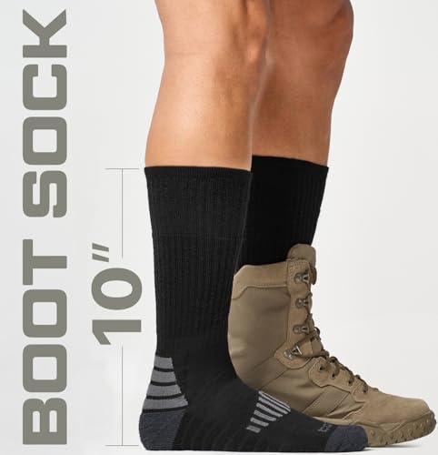 CQR 3 Pack Men and Women Wool Hiking Mid Calf Crew Socks, Moisture Wicking Breathable Outdoor Tactical Cushion boot Socks