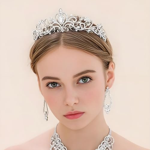 Princess Crown for Women, Crystal Queen Tiaras for Girls Bridal Hair Accessories Gifts for Birthday Wedding Prom, Bridal P...