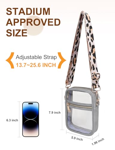Vangue Clear Bag Stadium Approved, Clear Crossbody Purse for Women with Adjustable Strap for Sports Concert