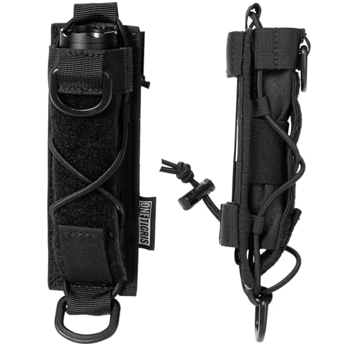 OneTigris Flashlight Holster Molle Flashlight Holder for Belt Tactical Pouch for Torch Linear Hand Tool with Open-top MOLL...