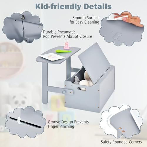 Costzon Kids Table and Chair Set, Convertible Toy Storage Bench with Built-in Handle for Kindergarten, Preschool, Kids Roo...