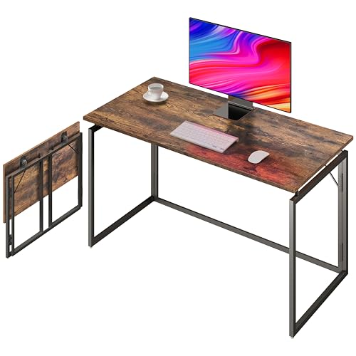 alawooder Folding Desk - 31.5" Wood Top Foldable Desk for Small Spaces | No Assembly Required Compact Desk for Home Offic...