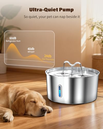 Dog Water Fountain for Large Dogs, 7L/236oz Stainless Steel Dog Water Bowl Dispenser, Automatic Pet Fountain, Ultra Quiet ...