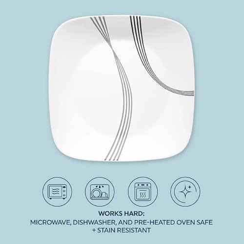 Corelle Urban Arc 16pc, Service for 4, Dinnerware Set, 8 Plates Bowls, Chip & Break Resistant, Dinner and Corelleware White
