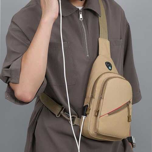 Adjustable Crossbody Bag Multifunctional Crossbody Bags Tactical Sling Bag for Men with USB Charging Port
