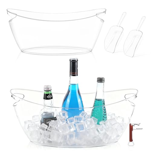 Ice Buckets for Parties, 2 Pack 5.5L Clear Acrylic Champagne Beverage Buckets Tub with Scoops & Wine Bottle Opener, Large ...