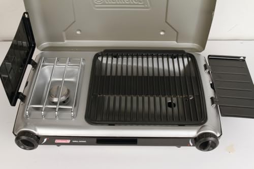 Coleman Tabletop 2-in-1 Grill & Stove with 2 Adjustable Burners, Propane Grill/Stove with Push-Button Starter, Wind Guard...