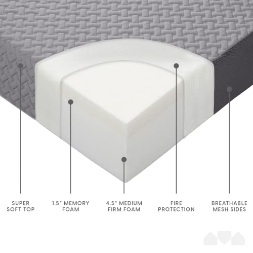 Milliard Trifold Mattress, Cot Size, 6 inch, Portable Foldable Mattress with Memory Foam & Washable Cover, Tri-Folding Flo...