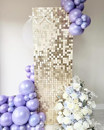 LJIE-House Light Gold Sequin Backdrop Shimmer Wall Backdrop 3ftx4ft Photo Backdrops for Birthday Anniversary Wedding Engag...