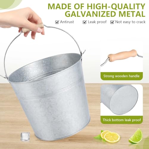 OBTANIM 4 Pack 8 Quart Galvanized Metal Buckets Champagne Drink Cooler Storage Ice Pails with Handle for Plants, Succulent...