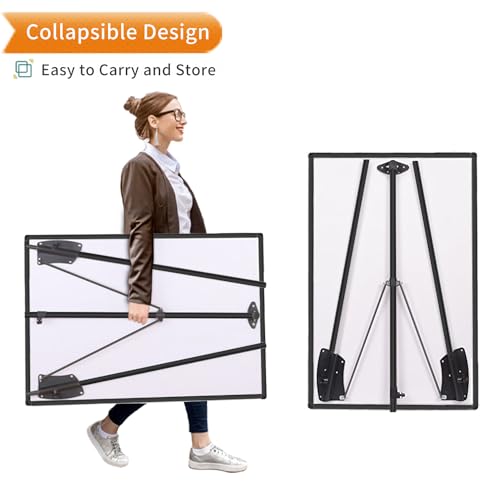 VIZ-PRO Magnetic Whiteboard Easel Black, 36 x 24 Inches, Portable Dry Erase Board Height Adjustable for School Office and ...