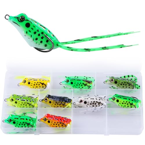 9PCS Frog Lure Kit - Topwater Fishing Lures for Bass, Snakehead & Freshwater Fish | 4.5CM 5G Soft PVC Baits with Weedless ...